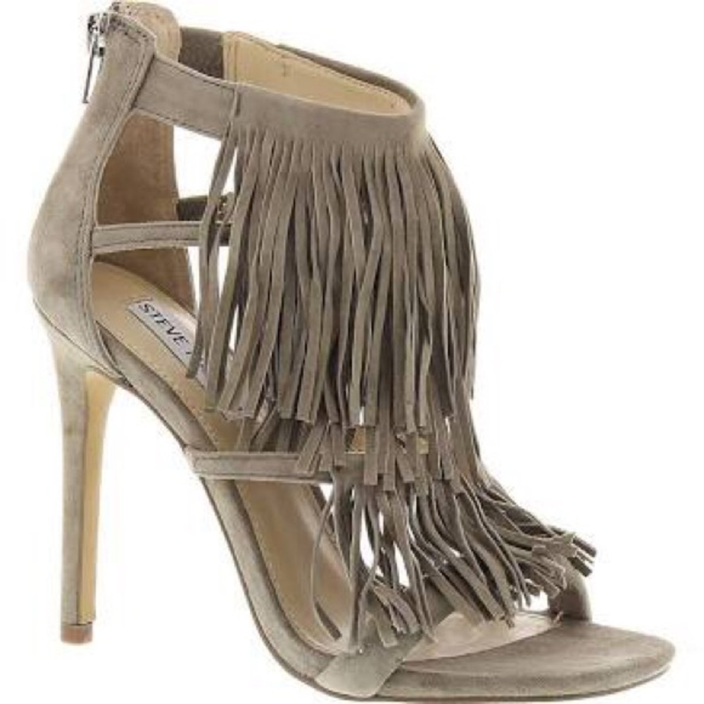 Steve Madden Taupe Fringe Suede Stiletto Heels